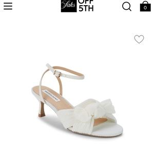 NWT Saks Fifth Avenue White Sammy Kitten Heel Sandals